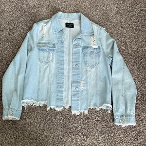 LOVE TREE Distressed Blue Denim Jacket